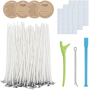 CandMak Candle Wick Kit, 60 Cotton Candle Wicks with Candle Making Tools for Candle Making (Thick 4"+6"+8") CandMak