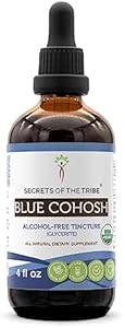 Secrets of the Tribe Blue Cohosh USDA Organic Alcohol-Free Tincture (Glycerite) Responsibly farmed Blue Cohosh (Caulophyllum Thalictroides) Dried Root (2 Fl Oz) Women's Health Supplement Secrets of the Tribe