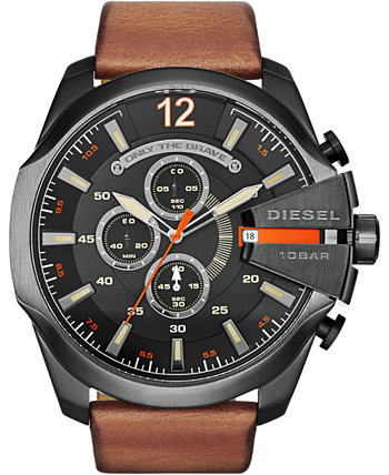 Мужские часы Only The Brave с коричневым кожаным ремешком 51x59 мм Diesel