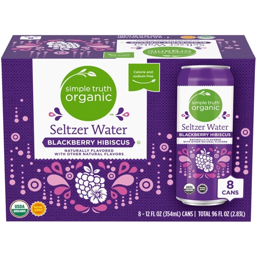 Органическая сельтерская вода Simple Truth, ежевика и гибискус — 12 жидких унций каждая / упаковка из 8 шт. Simple Truth
