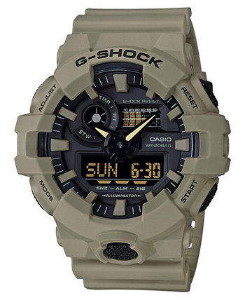 Мужские аналоговые цифровые бежевые часы с ремешком из смолы 53мм G-Shock