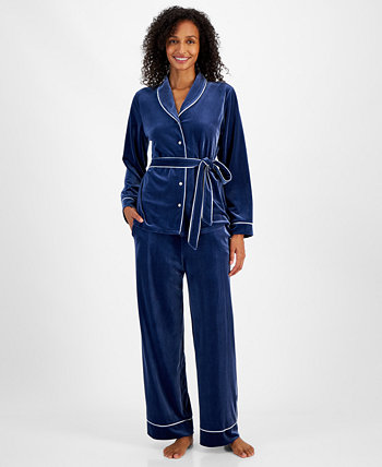 Women's 2-Pc. Velvet Shawl-Collar Pajamas Set, Created for Macy's I.N.C. International Concepts