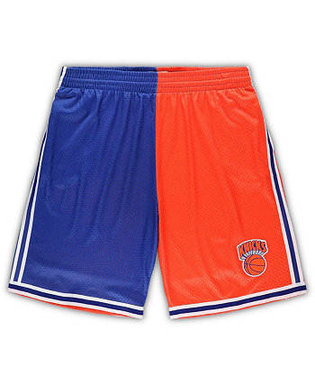 Мужские синие и оранжевые шорты New York Knicks Big and Tall из твердой древесины Classics с разрезом Swingman Mitchell & Ness