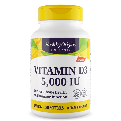 Витамин D3 - 5000 МЕ - 120 мягких капсул - Healthy Origins Healthy Origins