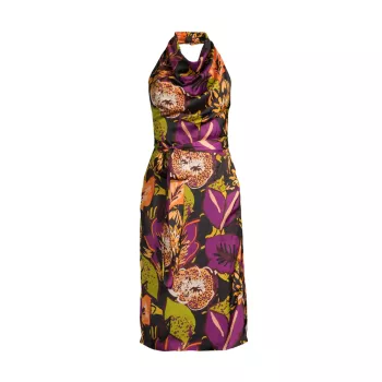 Коктейльное платье с цветочным принтом и воротником-хомутом Undra Celeste
