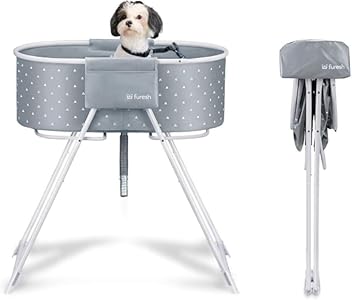 Little Dipper Dog Bath Tub and Wash Station for Bathing Shower and Grooming, Elevated Foldable and Portable, Indoor and Outdoor, for Small and Medium Size Dogs, Cats and Other Pet (Blue) Furesh