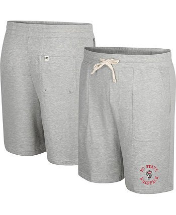 Men's Heather Gray Distressed NC State Wolfpack Love To Hear This Terry Shorts Colosseum