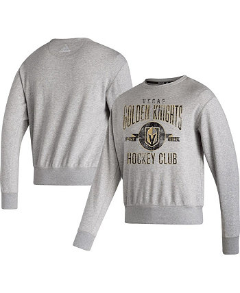 Мужская серая меланжевая толстовка Vegas Golden Knights Vintage-Like Pullover Sweatshirt Adidas