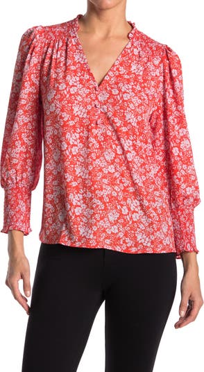 Блуза со сборками на рукавах с цветочным рисунком ECLAIR