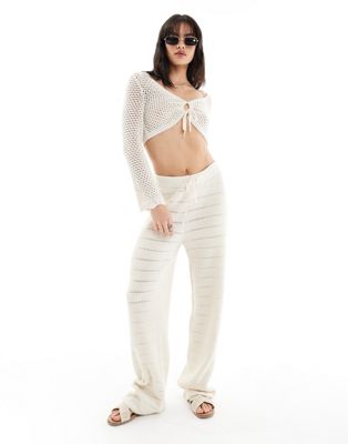 ONLY crochet wide leg pants in cream - part of a set  ONLY