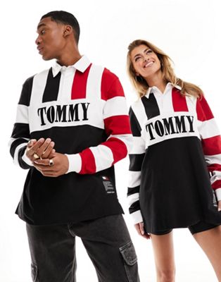 Черная рубашка для регби унисекс Tommy Jeans Remastered Tommy Jeans