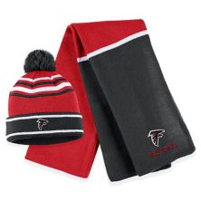 Women's WEAR by Erin Andrews Red Atlanta Falcons Colorblock Cuffed Knit Hat with Pom and Scarf Set WEAR by Erin Andrews