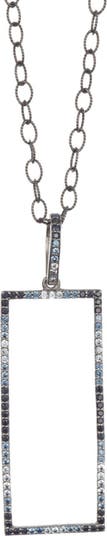 Ожерелье с подвеской прямоугольной формы с черным сапфировым покрытием из стерлингового серебра с родиевым покрытием ADORNIA Fine