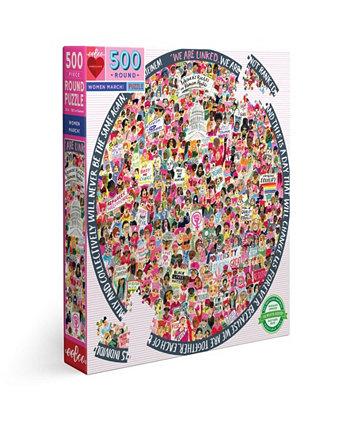 Набор пазлов "Piece and Love Women March" из 500 предметов с круглым кругом EeBoo