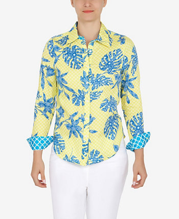 Petite Wrinkle Resistant Printed Button Down Tops Ruby Rd.