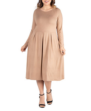 Женское платье миди большого размера с пышной юбкой 24Seven Comfort
