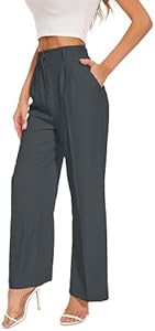 FUNYYZO Wide Leg Pants Women's High Elastic Waisted in The Back Business Work Trousers Long Straight Suit Pants Funyyzo