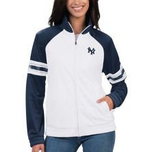 Women's G-III 4Her by Carl Banks White New York Yankees Show Up Raglan Full-Zip Track Jacket In The Style