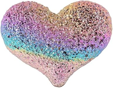 TUMBEELLUWA Rainbow Heart Shaped Stone Love Bismuth Ore Cluster Mineral Specimen Reiki Healing Crystal Ornament for Jewelry Making DIY Craft Home Office Decor TUMBEELLUWA