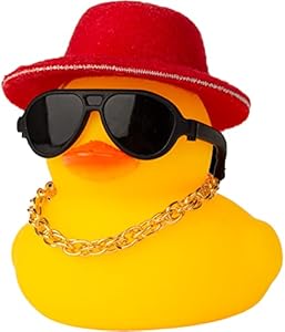 Rubber Duck Car Ornaments Duck Car Dashboard Decorations Accessories with Mini Top Hat Necklace and Sunglasses(T1) MuMyer