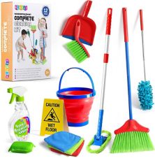 Kids Cleaning Set 12 Piece Includes Broom, Mop, Brush, Dust Pan, Duster, Sponge, Clothes and more Play22