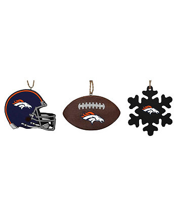 Набор из трех шлемов Denver Broncos, футбольного мяча и украшений в виде снежинок Memory Company