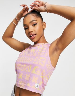 Quiksilver Floral high neck tank top in pink Exclusive at ASOS Quiksilver