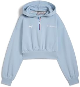 PUMA Women's Standard BMW M Motorsport Essentials Half-Zip Hoodie, Blue Wash SS25, Large Puma