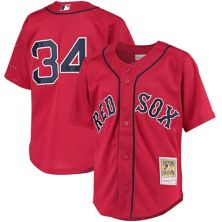 Молодежная футболка Mitchell & Ness David Ortiz Red Boston Red Sox Cooperstown Collection для тренировки ватина Unbranded