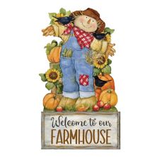 Harvest Scarecrow Welcome Sign Door Décor by Susan Winget - Thanksgiving Decor Designocracy