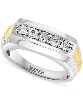 Мужское кольцо с бриллиантом EFFY® (1/5 карата) из стерлингового серебра и 14-каратного золота EFFY Collection