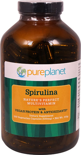Pure Planet Spirulina -- 500 мг -- 500 вегетарианских капсул Pure Planet
