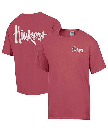 Мужская рваная футболка Nebraska Huskers Scarlet Vintage-Like-Like с логотипом Comfortwash