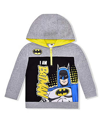 Little Boys and Girls Gray Batman Graphic Quarter-Zip Hoodie Children's Apparel Network