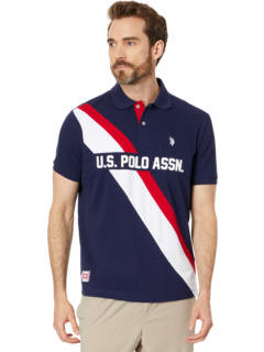 Рубашка поло из пике с короткими рукавами и графическим рисунком U.S. POLO ASSN.