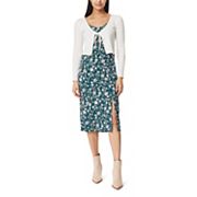 Juniors' WallFlower Kelsey Midi Dress & Cropped Tie Front Cardigan Set WallFlower