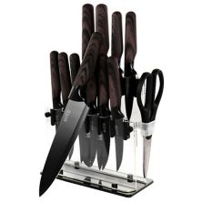 Soho Lounge 13 Piece Cutlery Set with Acrylic Knife Stand in Brown Gibson Everyday