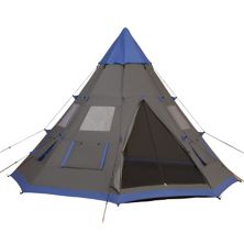 Outsunny 12Ft Camping Tent 6 7 Person 4 Season с 8 Mesh Windows Outdoor Teepee Tent с водонепроницаемым материалом для кемпинга с семьей и друзьями Outsunny