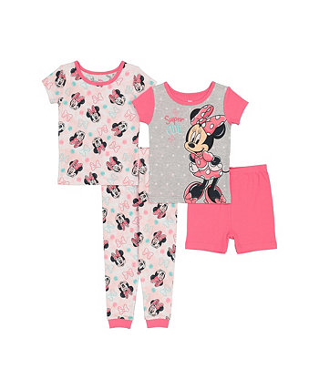 Футболки, пижама и шорты с Минни Маус для девочек для малышей, комплект из 4 предметов AME