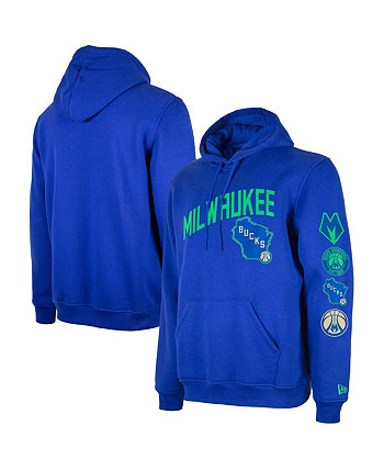 Мужской синий пуловер с капюшоном Milwaukee Bucks 2023/24 City Edition Big and Tall New Era