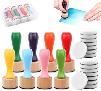 BAOFALI 27Pcs/Set Mini Ink Blending Tool,with Foams Replacement Refill Foam Storage Box Tool for Foams Scrapbooking Painting Drawing Art Supplies Handle Ink Tools Embossing Stencils (8 Colors Handle) BAOFALI