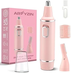 Nose Hair Trimmer for Men Rechargeable 3-IN-1 Versatile nose hair trimmer Professional Painless Hair Trimmer for Nose Ear Beard Facial Pubic Hair Trimmer for Men, Wet or Dry Use,Dual Edge Blades AREYZIN