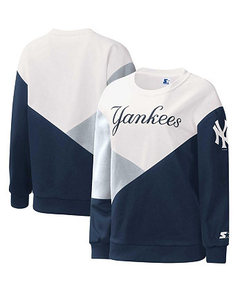 Женский белый, темно-синий пуловер с капюшоном New York Yankees Starter
