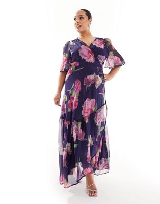Женское платье Hope & Ivy Plus с оборками в морском цвете с розовым оттенком Hope & Ivy
