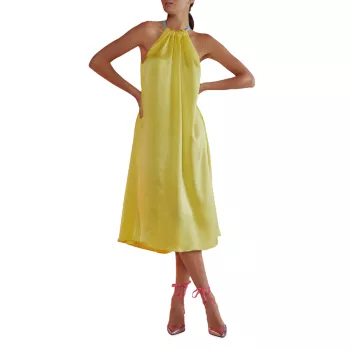 Шелковое платье-миди с лямкой на шее Cynthia Rowley