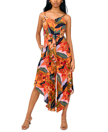 Women's Tropical-Print Tie-Waist Jumpsuit MSK