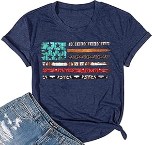 4th of July Shirts Women American Flag Patriotic T-Shirts USA Star Stripes Graphic Tee Tops SurBepo