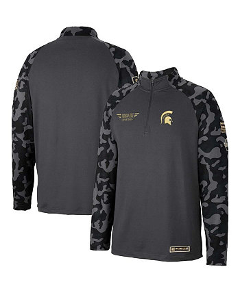 Мужская темно-серая куртка Michigan State Spartans OHT в стиле милитари Appreciation Long Range Raglan с молнией на четверть Colosseum
