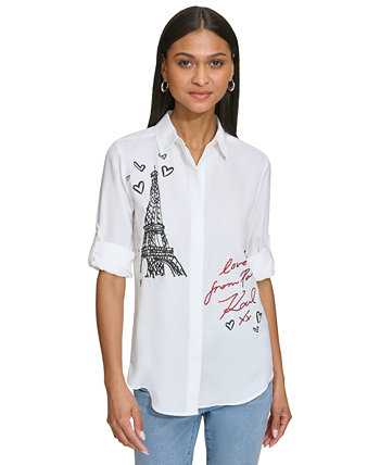 Женская рубашка с принтом Любовь из Парижа Karl Lagerfeld Paris Karl Lagerfeld Paris
