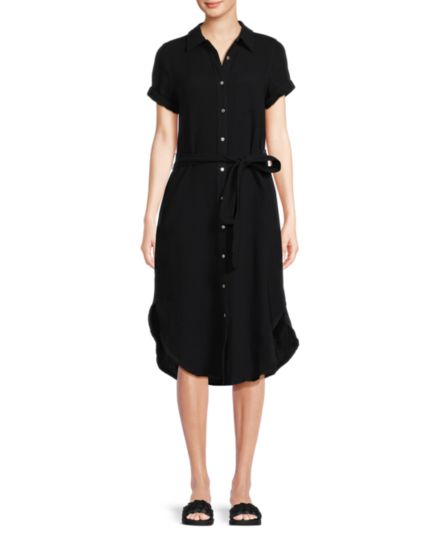Марлевое платье-рубашка с поясом Saks Fifth Avenue